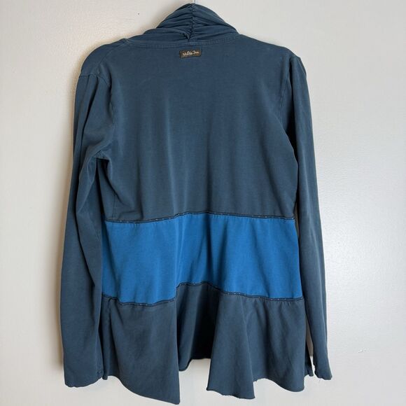 Matilda Jane Cardigan Women Size M Blue Colorblock Open Front Stretch - Picture 9 of 15